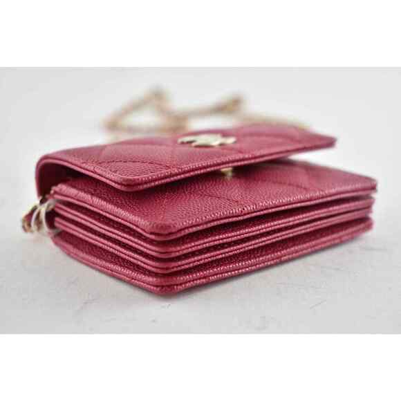 Chanel 21K Pink Caviar WOC Mini Wallet Chain Gold Charm Shoulder Crossbody Bag - Picture 4 of 8